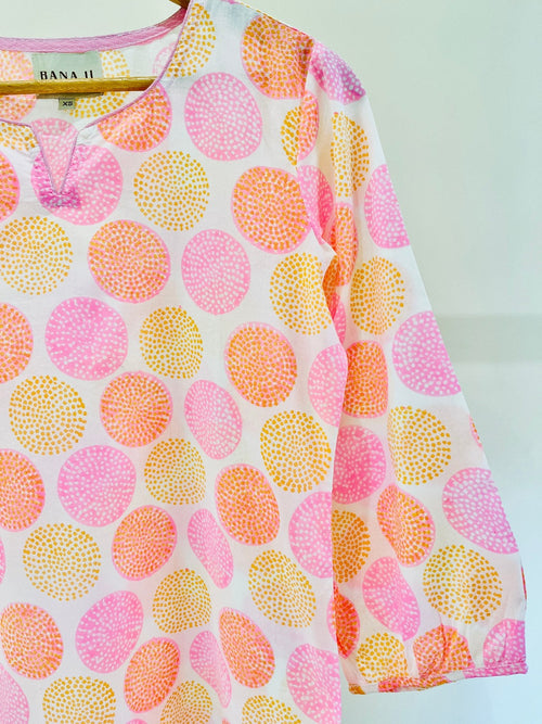 Block Printed Cotton Short Kurti