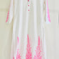 White Kurta - Fluorescent Pink