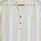 White Kurta - Fluorescent Pink