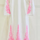 White Kurta - Fluorescent Pink