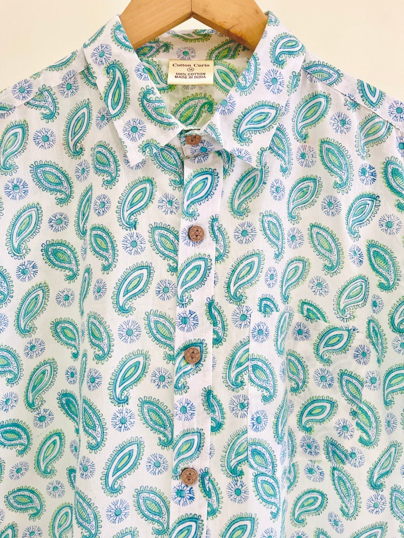 COTTON BLOCK PRINTED HALF SLEEVE SHIRT