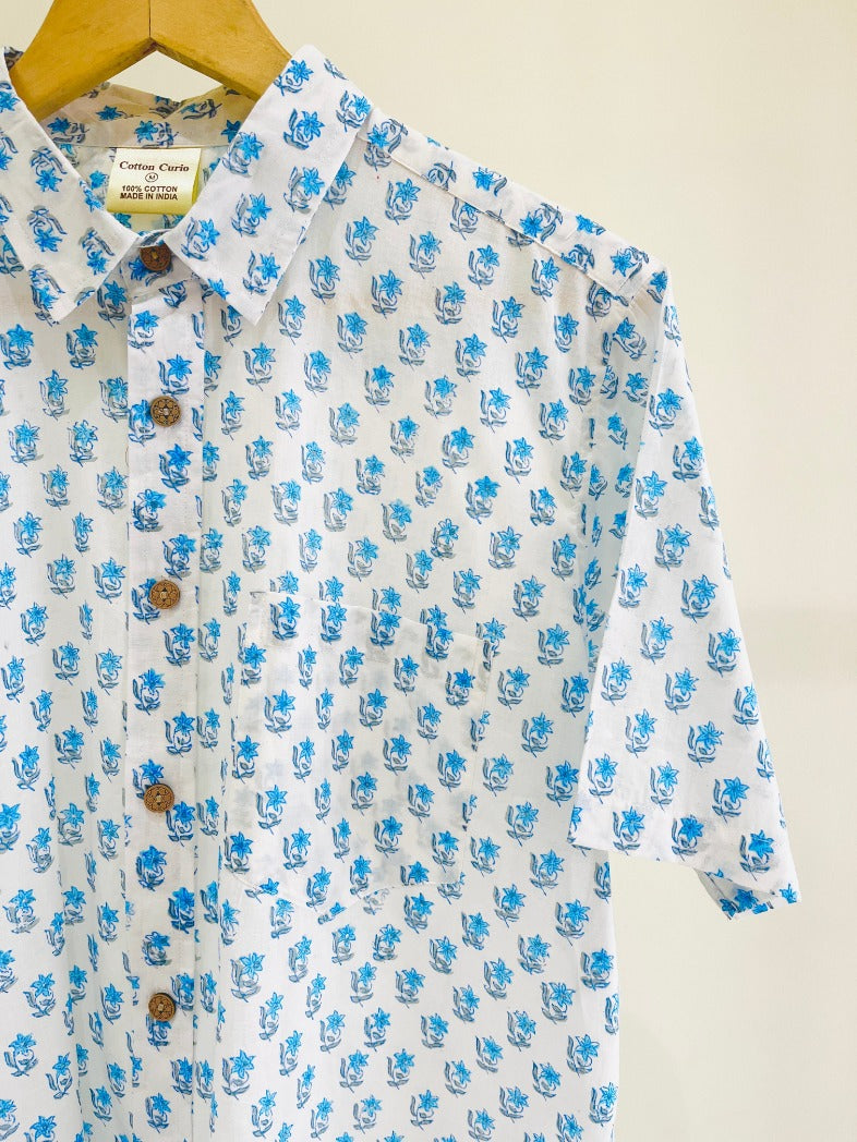 COTTON BLOCK PRINTED HALF SLEEVE SHIRT