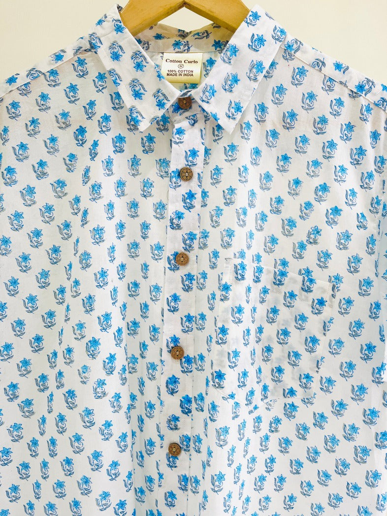 COTTON BLOCK PRINTED HALF SLEEVE SHIRT