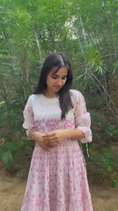 Pink Bloom Chanderi Silk Dress