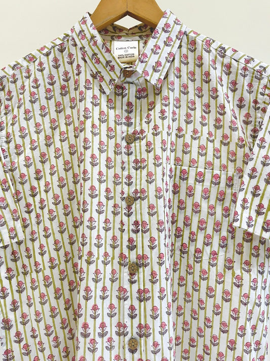 COTTON BLOCK PRINTED HALF SLEEVE SHIRT