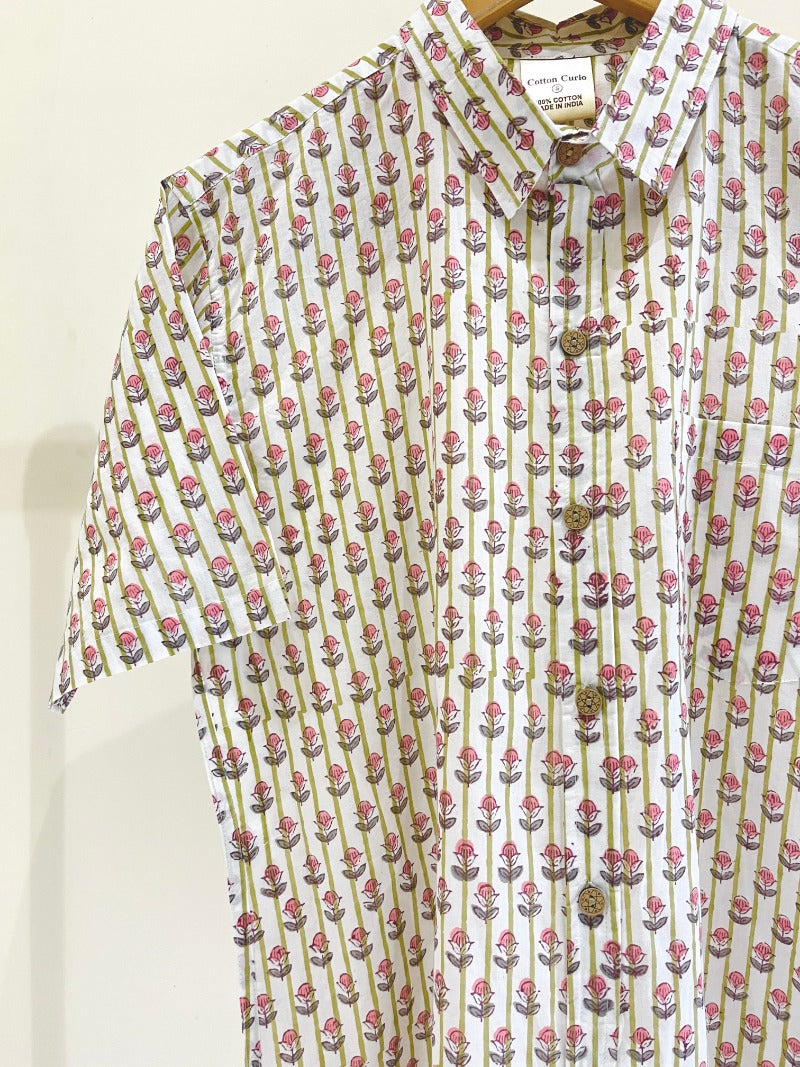 COTTON BLOCK PRINTED HALF SLEEVE SHIRT