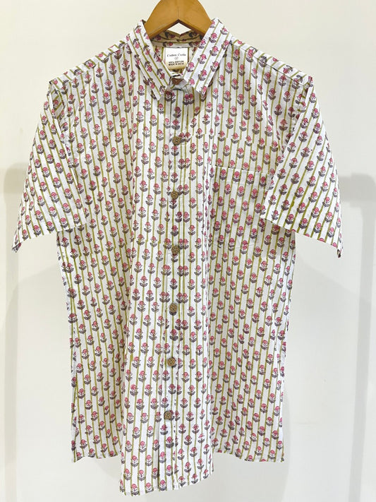 COTTON BLOCK PRINTED HALF SLEEVE SHIRT