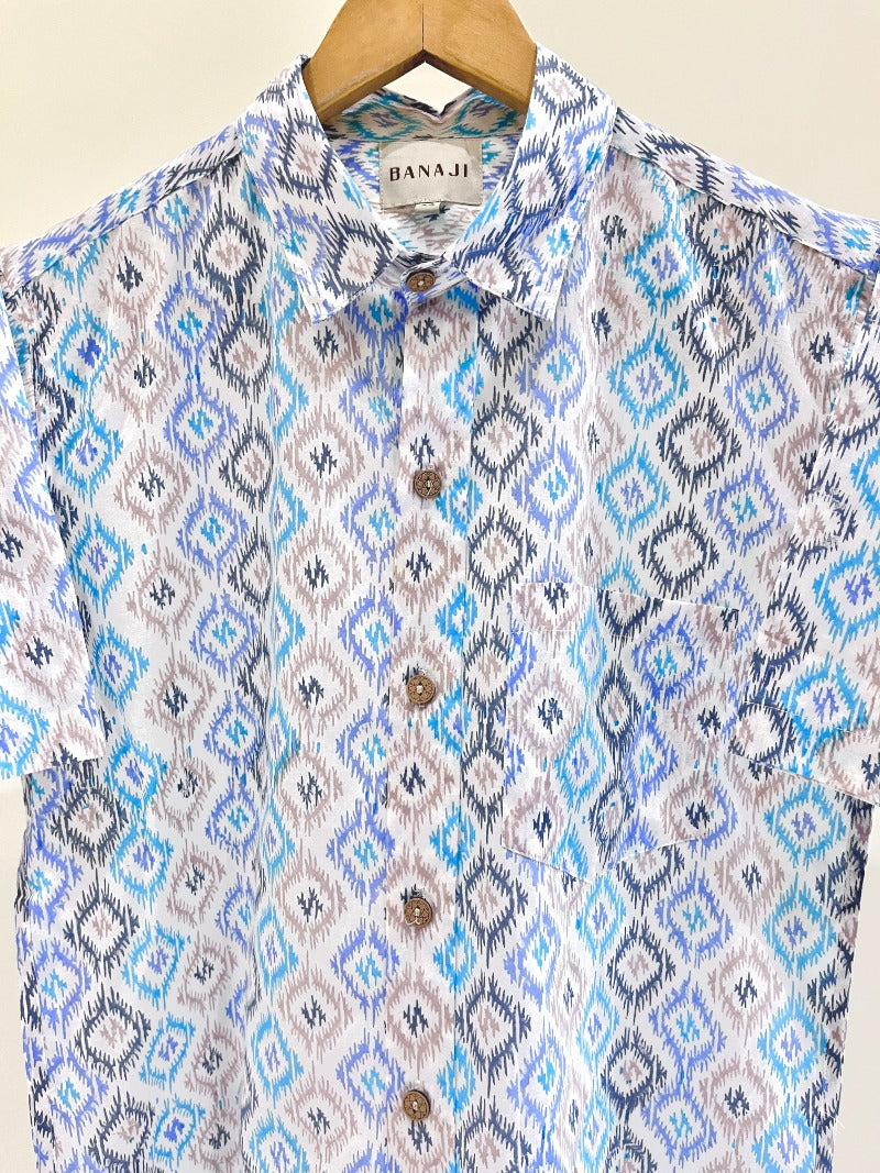 COTTON BLOCK PRINTED HALF SLEEVE SHIRT