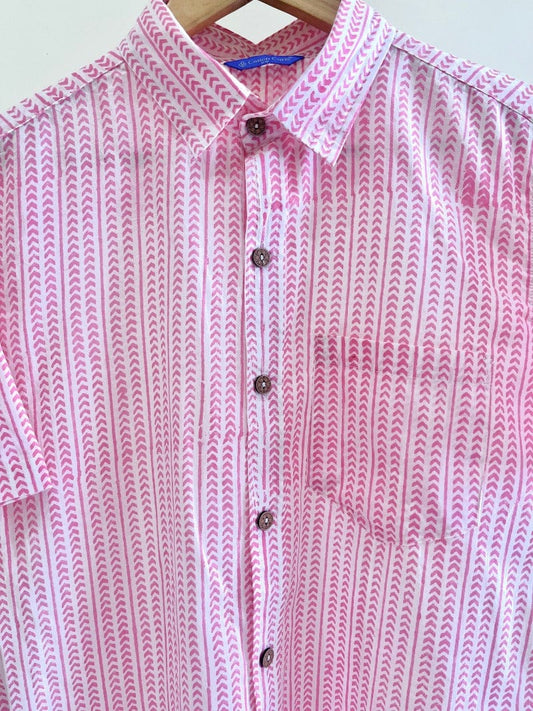 COTTON BLOCK PRINTED HALF SLEEVE SHIRT