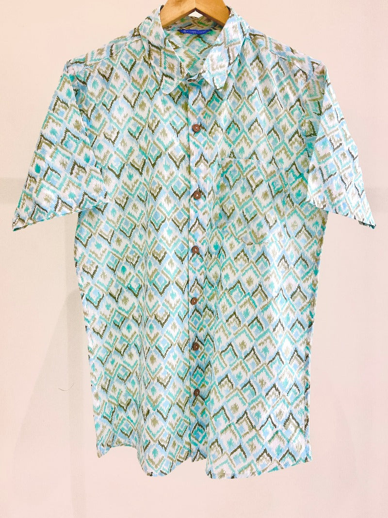 COTTON BLOCK PRINTED HALF SLEEVE SHIRT