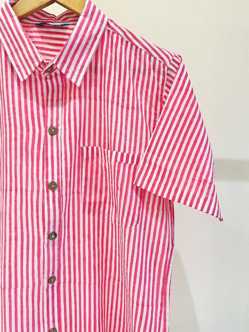 COTTON BLOCK PRINTED HALF SLEEVE SHIRT