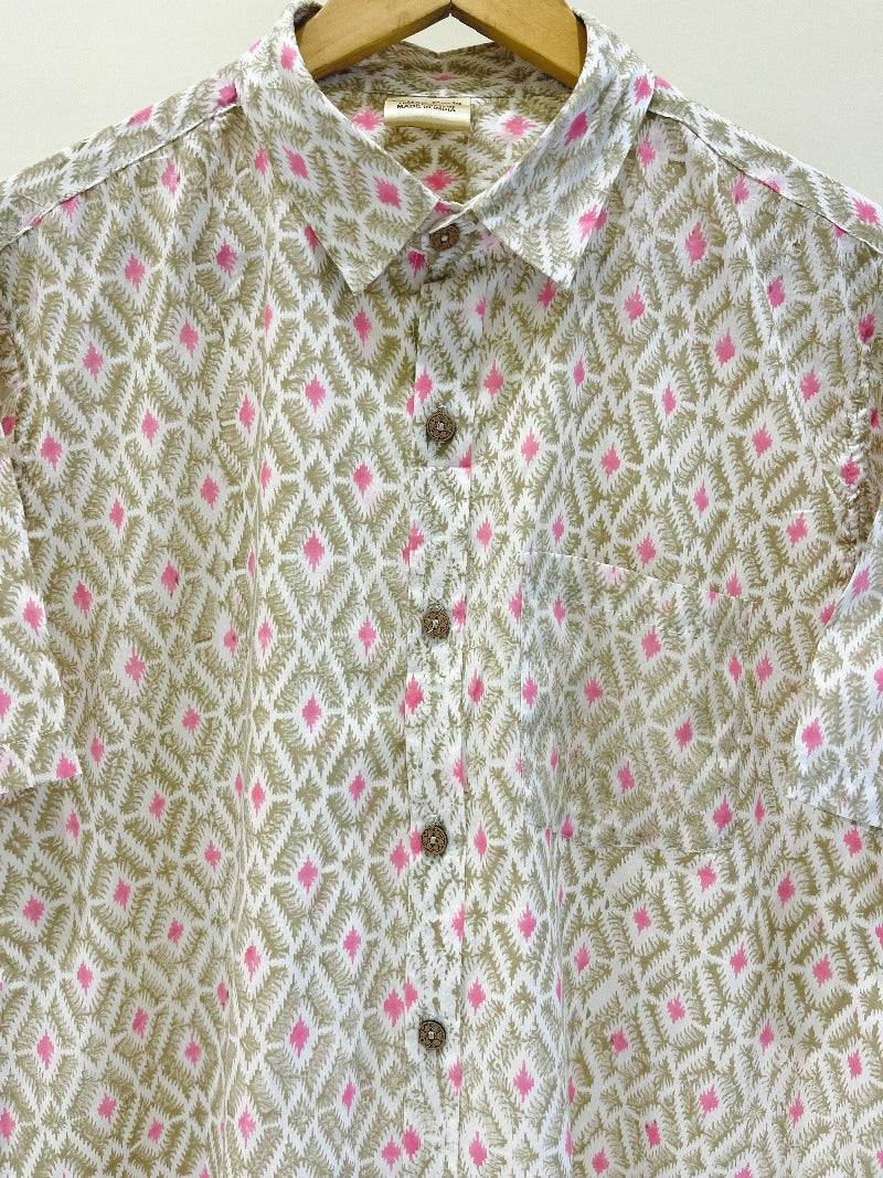 COTTON BLOCK PRINTED HALF SLEEVE SHIRT