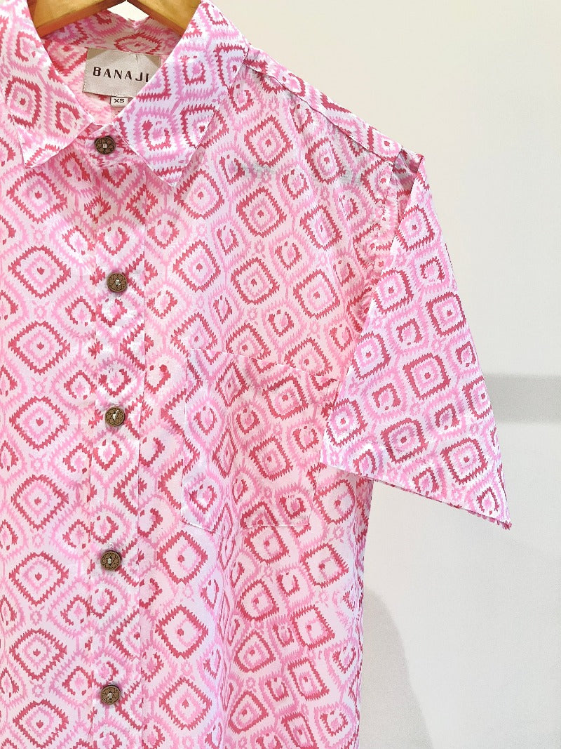 COTTON BLOCK PRINTED HALF SLEEVE SHIRT