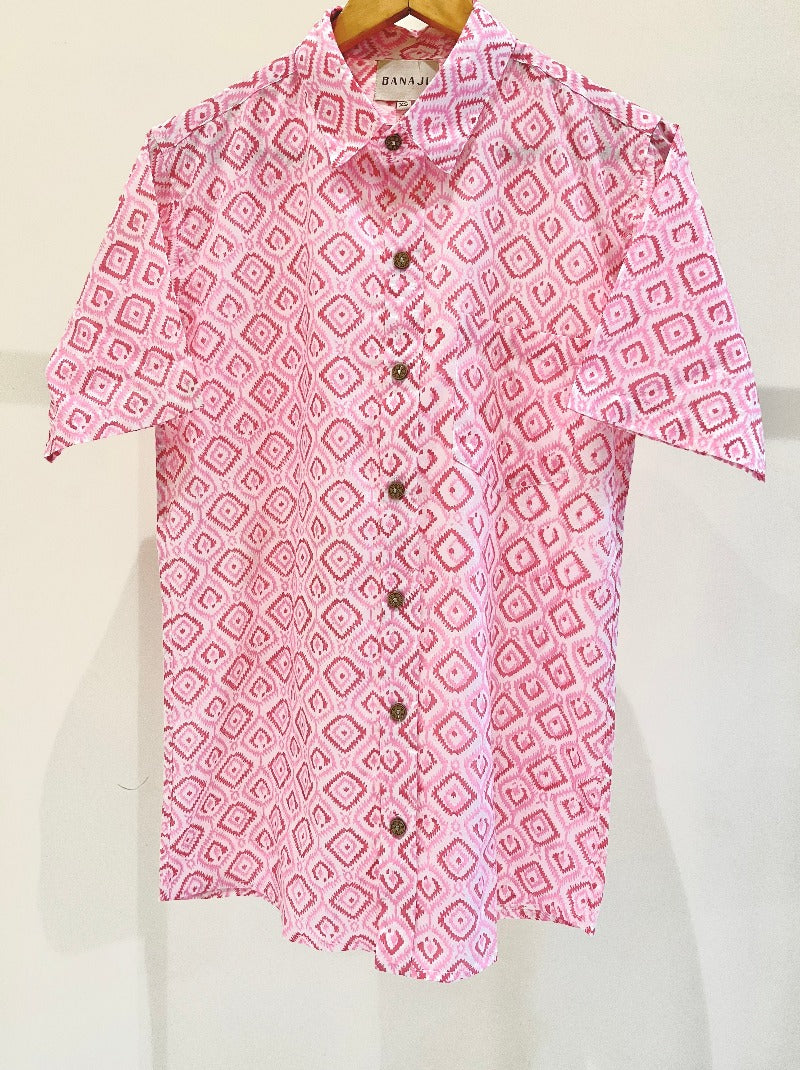 COTTON BLOCK PRINTED HALF SLEEVE SHIRT
