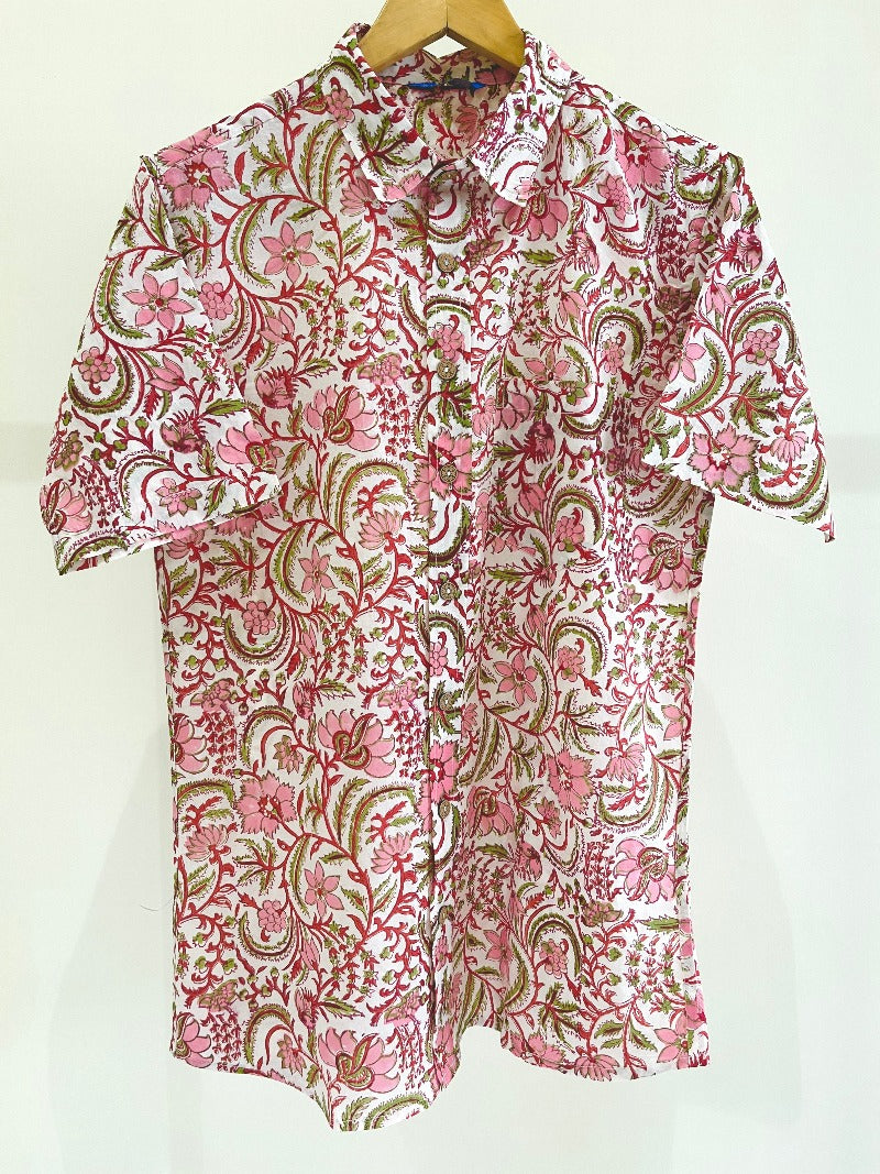 COTTON BLOCK PRINTED HALF SLEEVE SHIRT