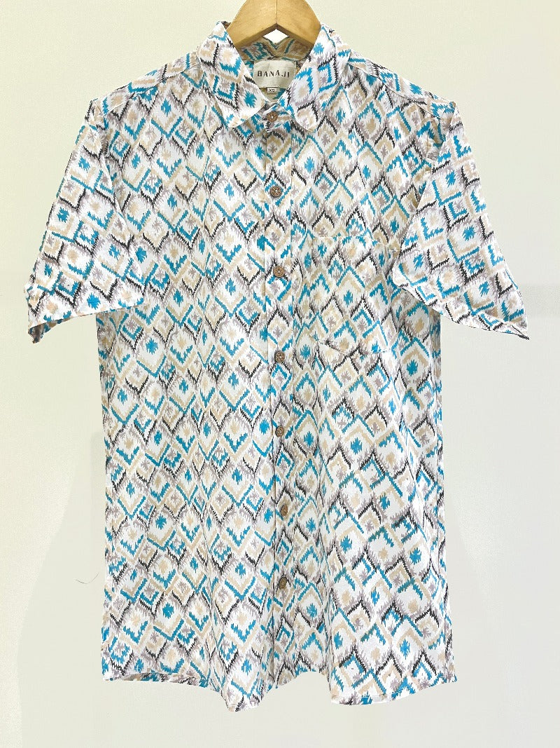 COTTON BLOCK PRINTED HALF SLEEVE SHIRT