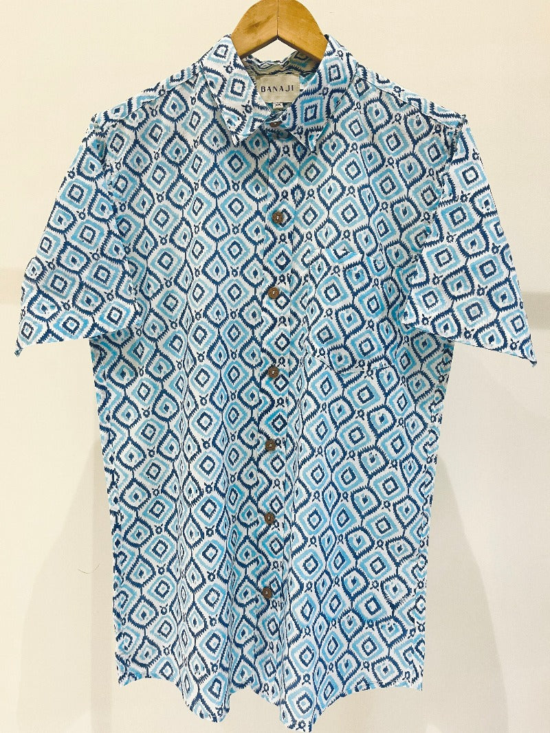 COTTON BLOCK PRINTED HALF SLEEVE SHIRT