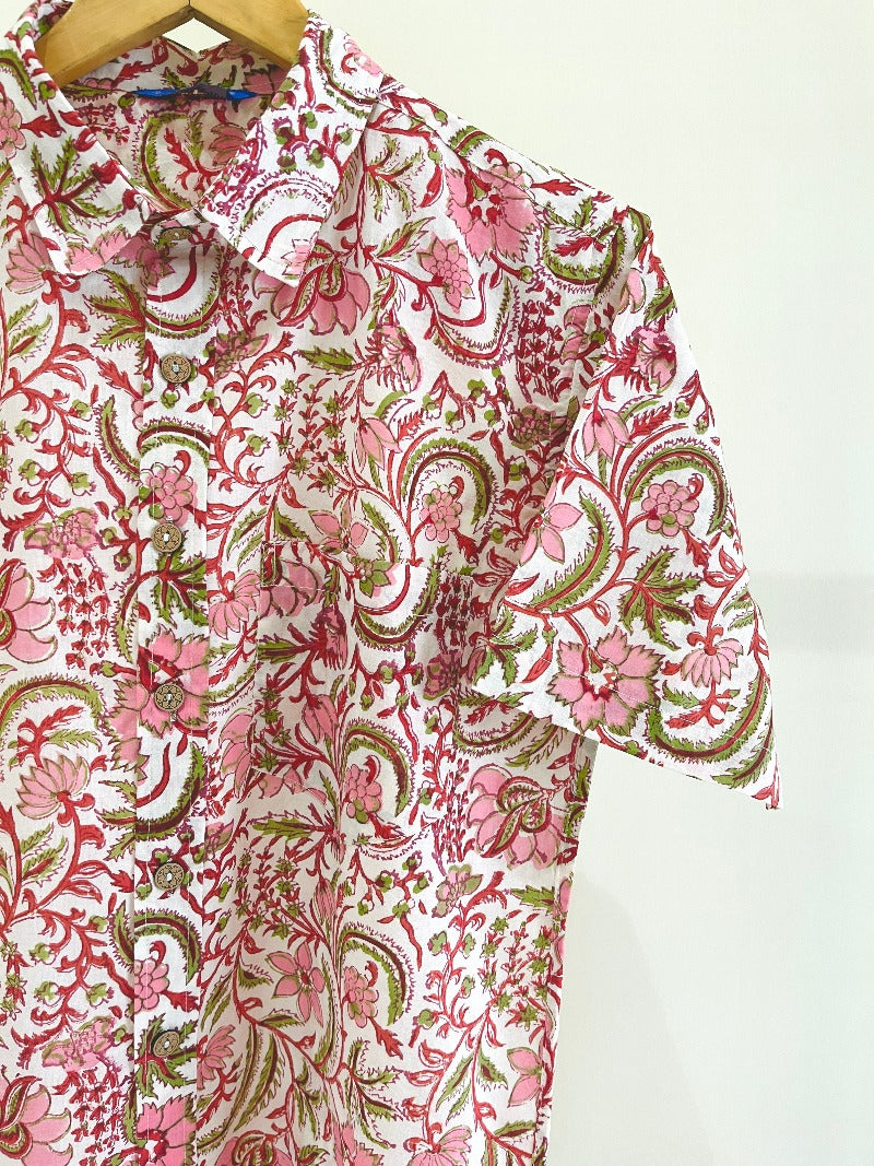 COTTON BLOCK PRINTED HALF SLEEVE SHIRT