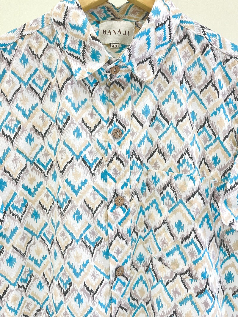 COTTON BLOCK PRINTED HALF SLEEVE SHIRT