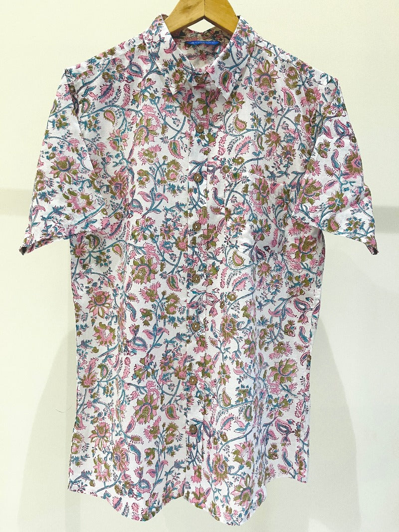 COTTON BLOCK PRINTED HALF SLEEVE SHIRT