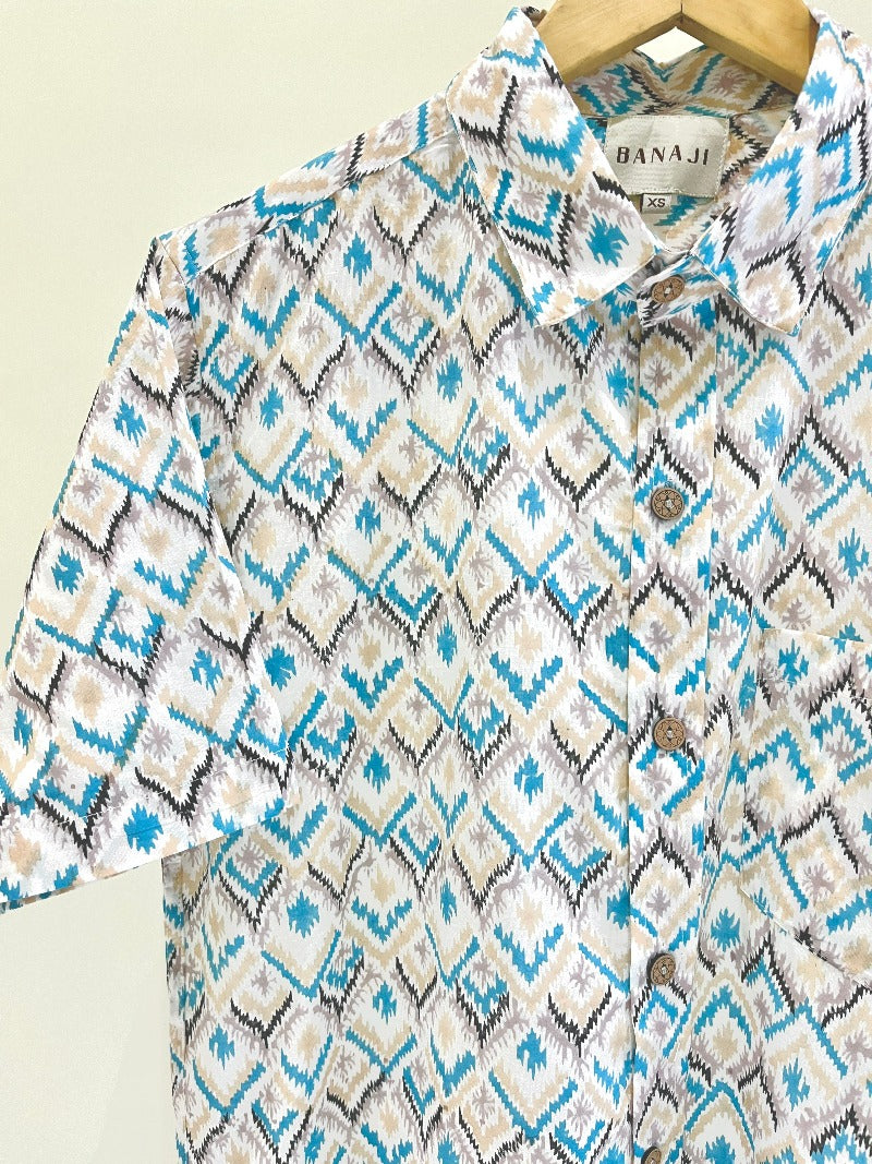 COTTON BLOCK PRINTED HALF SLEEVE SHIRT
