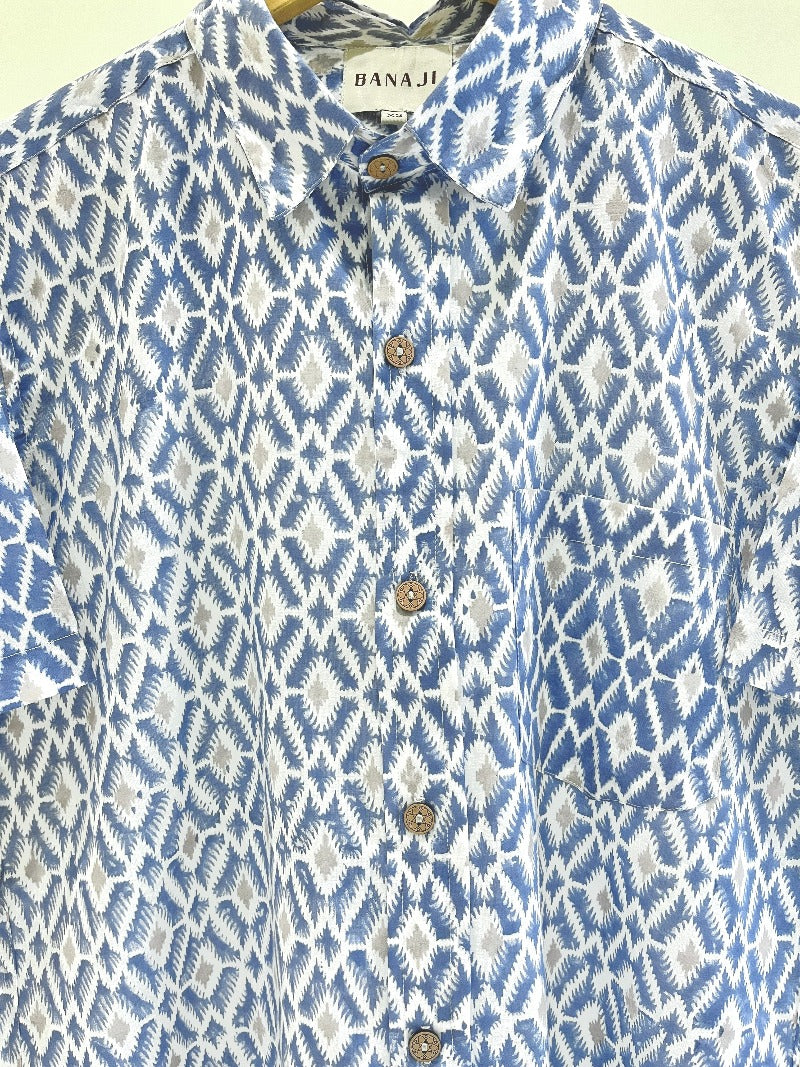 COTTON BLOCK PRINTED HALF SLEEVE SHIRT