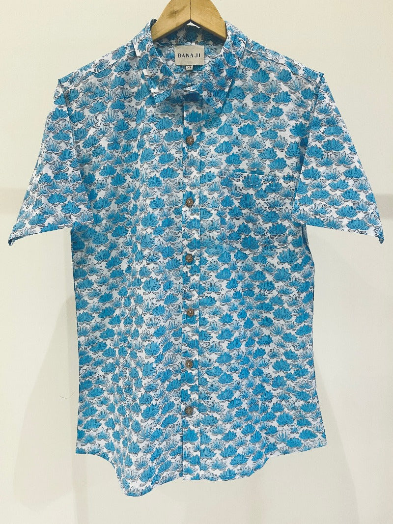 COTTON BLOCK PRINTED HALF SLEEVE SHIRT